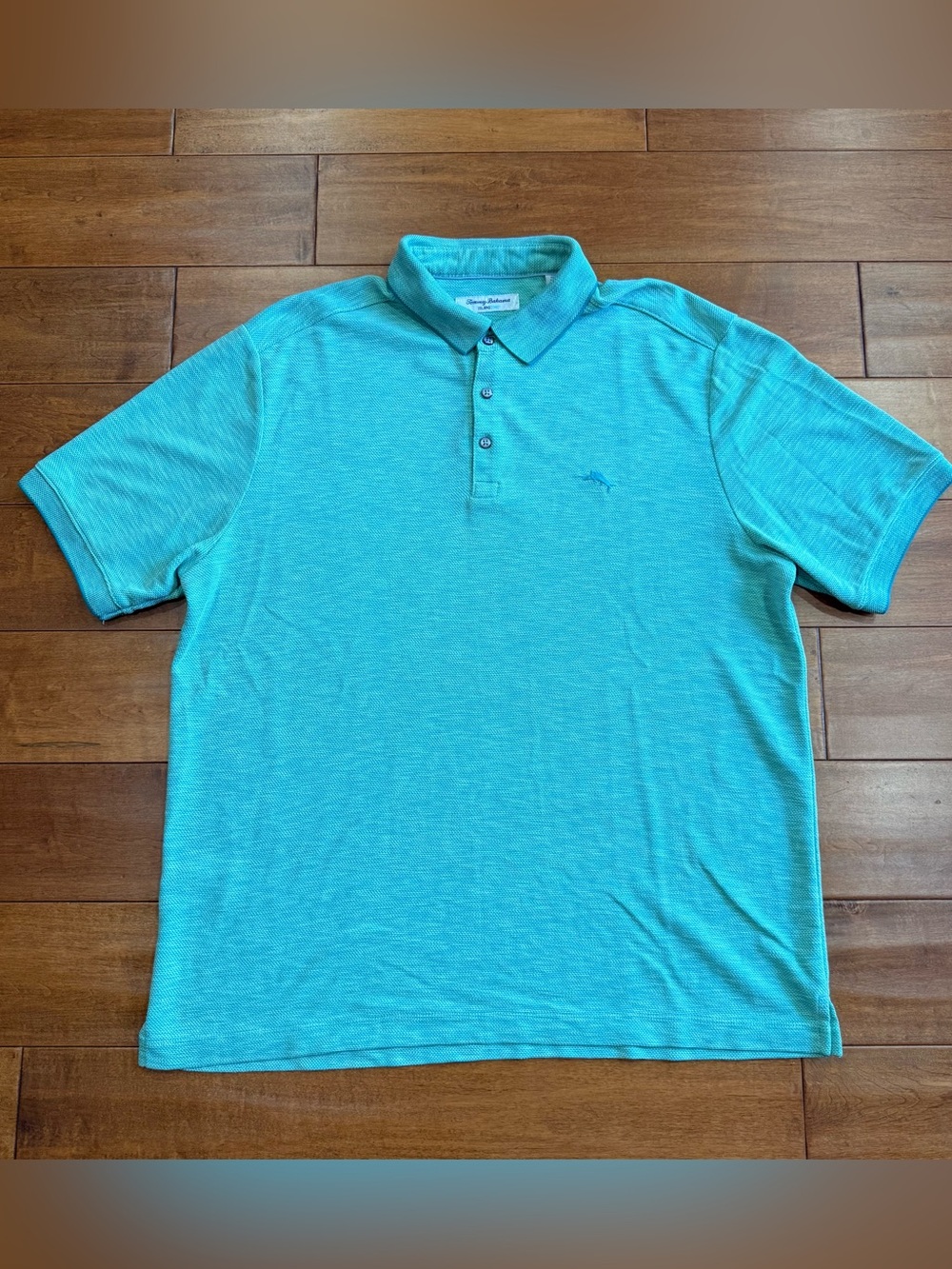 Tommy Bahama Island Zone Teal Short Sleeve Solid Textured Polo - XL
